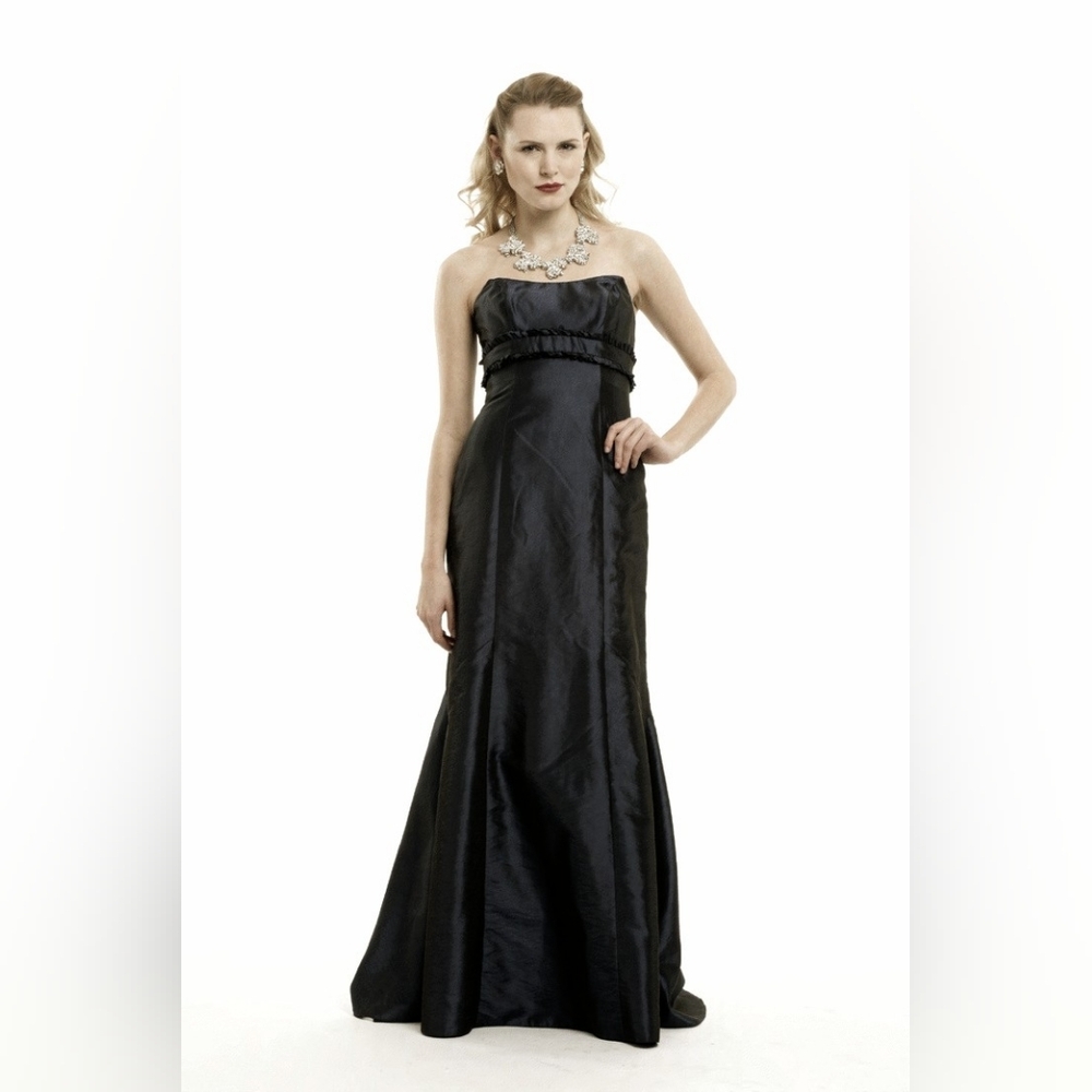 Badgley Mischka Black Strapless Floor Length Mermaid Gown Sz 10 Formal Prom Y2K